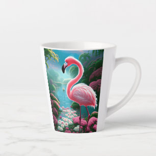 Tasse Latte Élégant Flamant rose tropical-70852