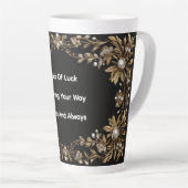 Tasse Latte Elegant Gold Leaf Frame Decorated with Pearls (Angle droit)