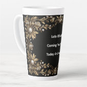 Tasse Latte Elegant Gold Leaf Frame Decorated with Pearls (Angle gauche)