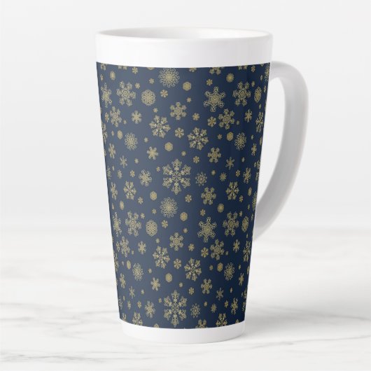 Tasse Latte Elegant Gold Snowflake Winter Pattern (Angle droit)