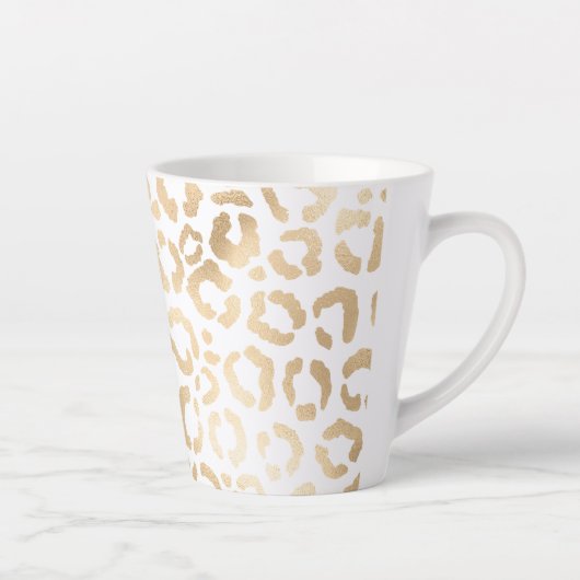 Tasse Latte Elegant Gold White Leopard Cheetah Animal Print (Droite)