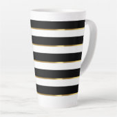 Tasse Latte Elégant Grille Noir Blanc (Angle droit)