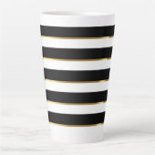 Tasse Latte Elégant Grille Noir Blanc (Devant)