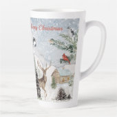 Tasse Latte Élégant hiver neige Wonderland Red Cardinal (Droite)