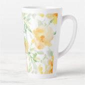 Tasse Latte Elégant jaune pêche orange aquarelle fleurie (Droite)