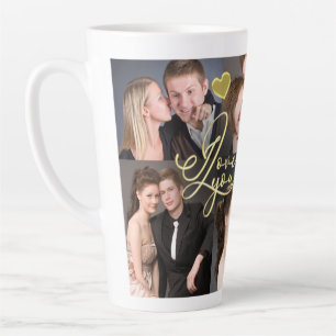Tasse Latte Elegant Je T'Aime Or Photomontage Calligraphie