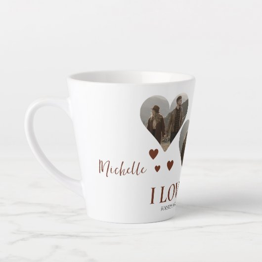 Tasse Latte Elegant Love valentine's day couple 3 photo Nom (Gauche)