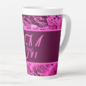 Tasse Latte Élégant marbre rose audacieux Monogramme Typograph (Angle droit)