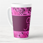 Tasse Latte Élégant marbre rose audacieux Monogramme Typograph (Angle gauche)