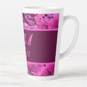 Tasse Latte Élégant marbre rose audacieux Monogramme Typograph (Droite)