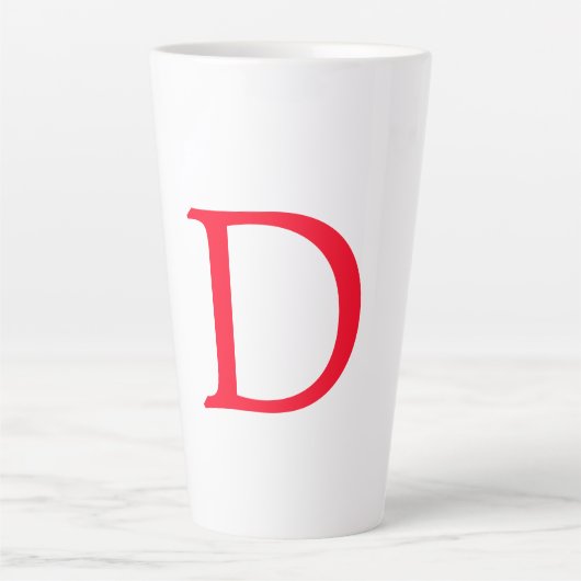 Tasse Latte Élégant minimaliste classique Monogramme rouge ini (Devant)