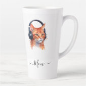 Tasse Latte Elégant Moderne Chat Maman Aquarelle Orange (Droite)