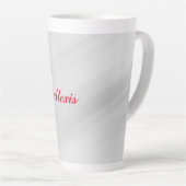Tasse Latte Élégant moderne élégant Gris Nom rouge (Angle droit)
