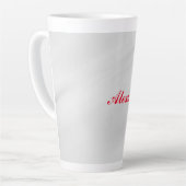 Tasse Latte Élégant moderne élégant Gris Nom rouge (Angle gauche)