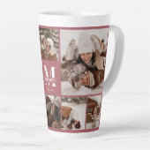 Tasse Latte Élégant moderne Famille Photo Collage Monogramme (Angle droit)