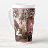 Tasse Latte Élégant moderne Famille Photo Collage Monogramme (Angle gauche)
