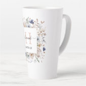 Tasse Latte Elegant Monogram Pretty Beige Blue Flowers Floral (Angle droit)
