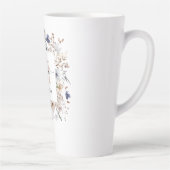 Tasse Latte Elegant Monogram Pretty Beige Blue Flowers Floral (Droite)