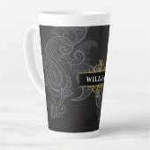 Tasse Latte Élégant Monogramme de marguerite en or noir (Angle gauche)