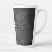 Tasse Latte Élégant monogramme de Paisley noir doré (Droite)