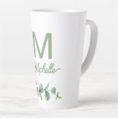 Tasse Latte Élégant Monogramme de verdure Nom personnalisé et (Angle droit)
