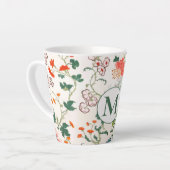 Tasse Latte Élégant Monogramme Floral (Angle gauche)