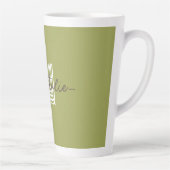 Tasse Latte Élégant monogramme initial et calligraphie Olive (Droite)