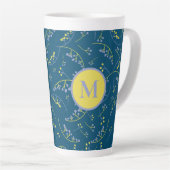 Tasse Latte Élégant monogramme lilas jaune motif (Angle droit)