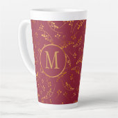 Tasse Latte Élégant monogramme or marsala motif (Angle gauche)