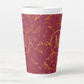 Tasse Latte Élégant monogramme or marsala motif (Devant)