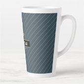 Tasse Latte Élégant Monogramme Or Noir Pinstripe (Droite)