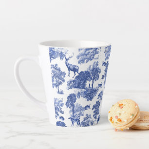 Tasse Latte Elégant Motif de lièvre de renard de toile bleue V