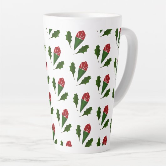 Tasse Latte Élégant motif floral Abstrait Roses et Feuilles (Angle droit)