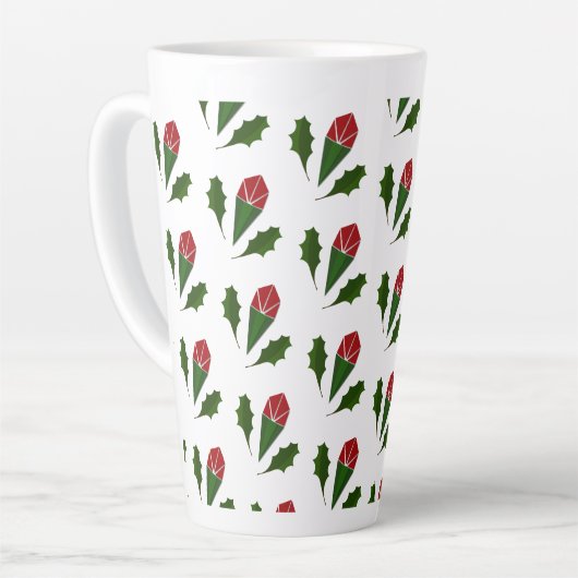 Tasse Latte Élégant motif floral Abstrait Roses et Feuilles (Angle gauche)