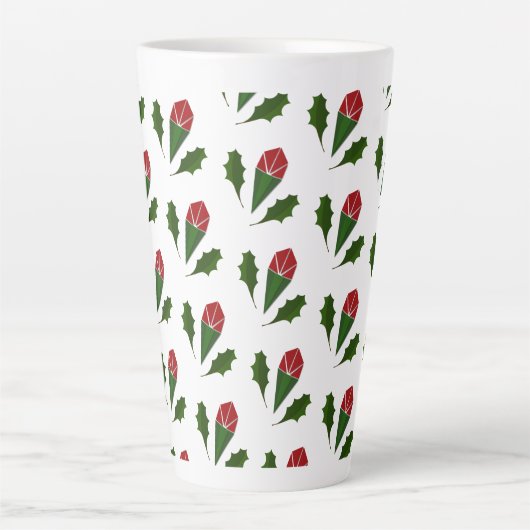 Tasse Latte Élégant motif floral Abstrait Roses et Feuilles (Devant)