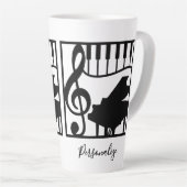 Tasse Latte Elegant Music Piano Keyboard Clef Note Stylish (Angle droit)