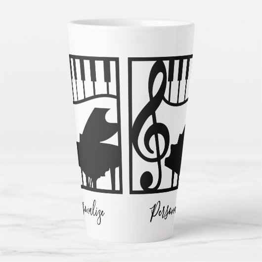 Tasse Latte Elegant Music Piano Keyboard Clef Note Stylish (Devant)