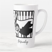 Tasse Latte Elegant Music Piano Keyboard Clef Note Stylish (Droite)