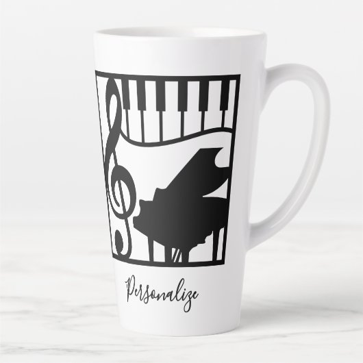Tasse Latte Elegant Music Piano Keyboard Clef Note Stylish (Droite)