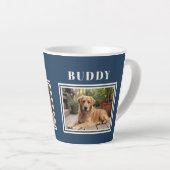 Tasse Latte Elegant Navy Blue Dog Pet Photo  (Angle droit)