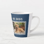 Tasse Latte Elegant Navy Blue Dog Pet Photo  (Droite)