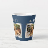 Tasse Latte Elegant Navy Blue Dog Pet Photo  (Devant)