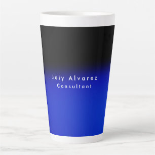 Tasse Latte Élégant noir bleu minimaliste Nom Titre