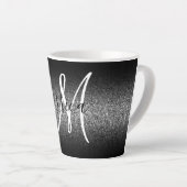 Tasse Latte Élégant noir Ombre Parties scintillant argent Mono (Angle droit)