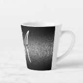 Tasse Latte Élégant noir Ombre Parties scintillant argent Mono (Droite)