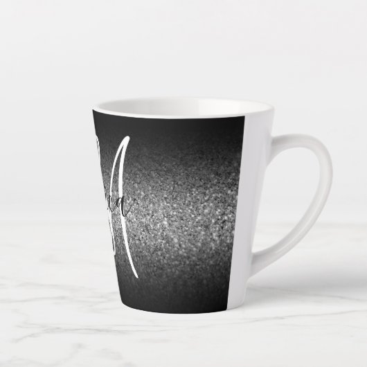 Tasse Latte Élégant noir Ombre Parties scintillant argent Mono (Droite)