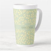 Tasse Latte Élégant nom de monogramme Motif feuille Pastel ver (Angle droit)