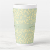Tasse Latte Élégant nom de monogramme Motif feuille Pastel ver (Devant)