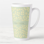 Tasse Latte Élégant nom de monogramme Motif feuille Pastel ver (Droite)