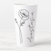 Tasse Latte Élégant nom de script Poppy August Birth Flower (Devant)